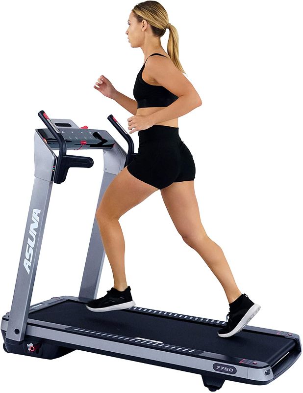 Photo 1 of **MINOR SCRATCHES* Sunny Health & Fitness ASUNA SpaceFlex Electric Running Treadmill with Auto Incline, LCD and Pulse Monitor, Speakers, Device Holder, 220 LB Max Weight,...
