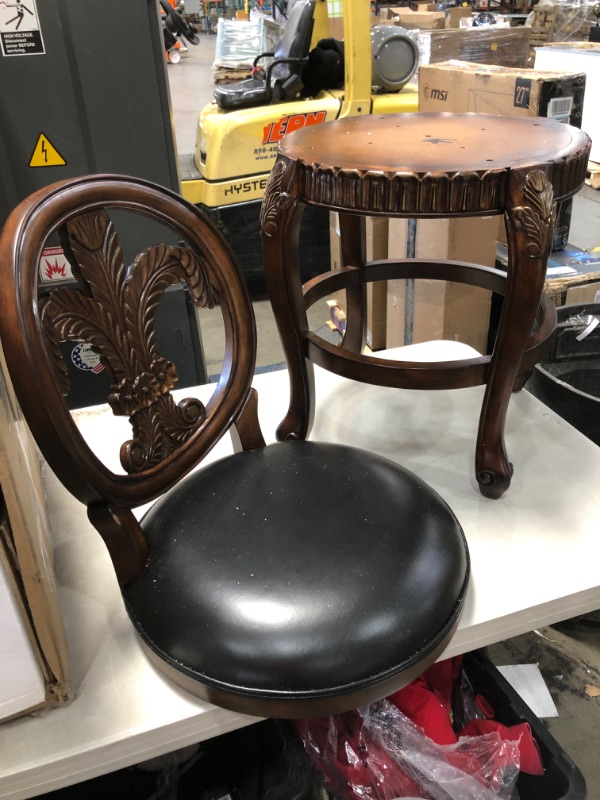 Photo 2 of (DENT/SCRATCH DAMAGES TO TOP&BOTTOM; MISSING HARDWARE)
Hillsdale Furniture Fleur de Lis Swivel Bar Stool, Distressed Cherry with Gold Highlights
