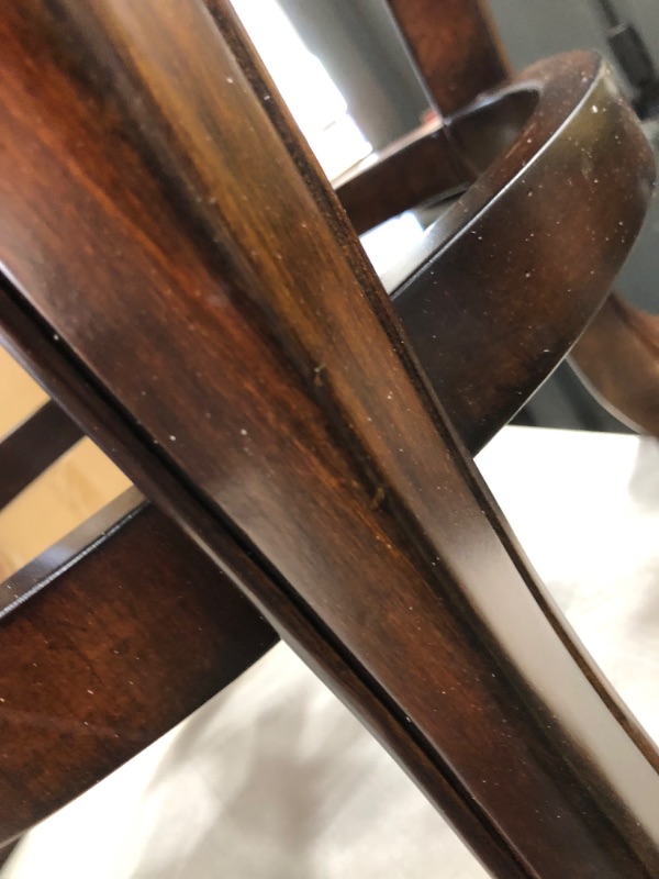 Photo 6 of (DENT/SCRATCH DAMAGES TO TOP&BOTTOM; MISSING HARDWARE)
Hillsdale Furniture Fleur de Lis Swivel Bar Stool, Distressed Cherry with Gold Highlights
