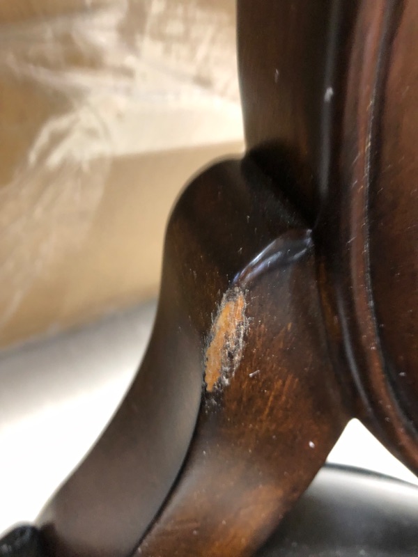 Photo 3 of (DENT/SCRATCH DAMAGES TO TOP&BOTTOM; MISSING HARDWARE)
Hillsdale Furniture Fleur de Lis Swivel Bar Stool, Distressed Cherry with Gold Highlights
