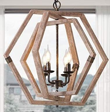 Photo 1 of (MULTIPLE DAMAGED CORNERS)
wooden farmhouse orb vintage pendent light handmade wood hanging lighting fixture ceiling lamp for dining room, bedrooms, living rooms and foyerchandelier