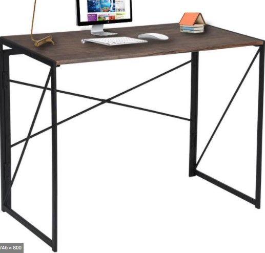 Photo 1 of (DENTED/SCRATED LEG) computer desk brown/black, 38"