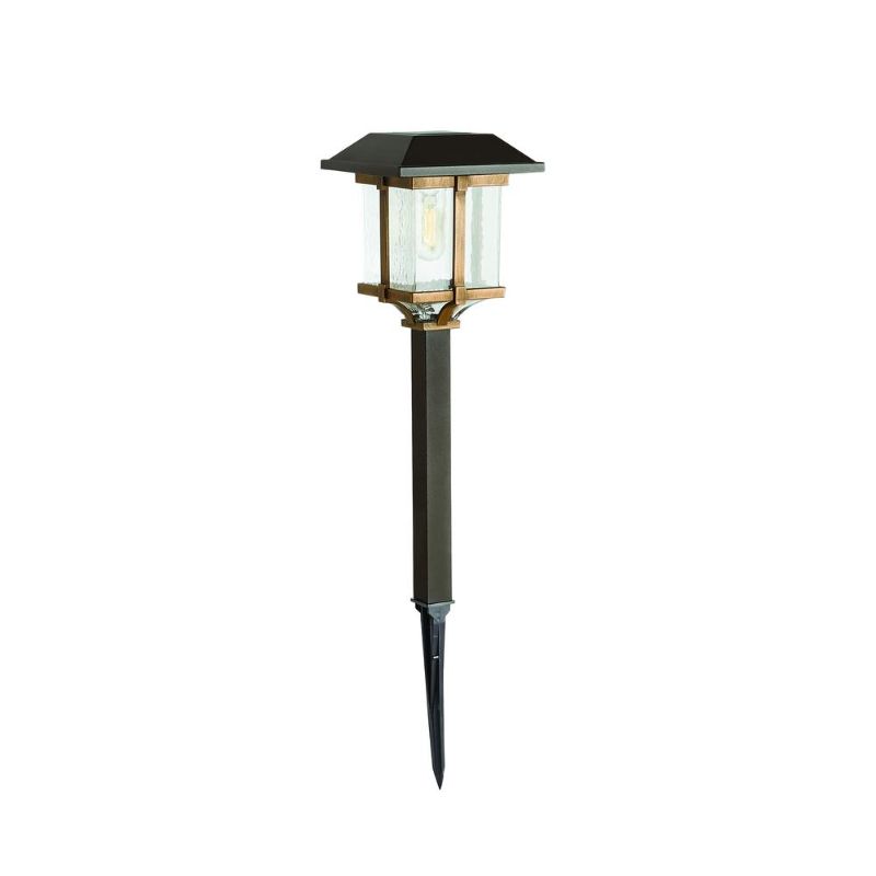 Photo 1 of Hampton Bay 10 Lumens Solar 2-Tone Bronze and Warm Wood LED Landscape Pathway Light Set (4-Pack)
