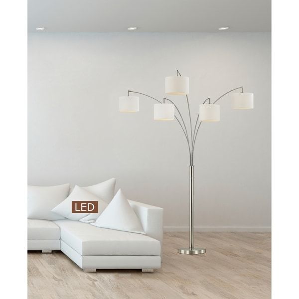 Photo 1 of **LIGHT DAMAGE**Artiva Lucianna 83" Brushed Steel 5-Arch LED Floor Lamp W/Dimmer
