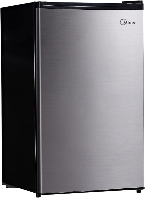 Photo 1 of Midea WHS-160RSS1 Single Reversible Compact Refrigerator, 4.4 Cubic Feet, Stainless Steel
