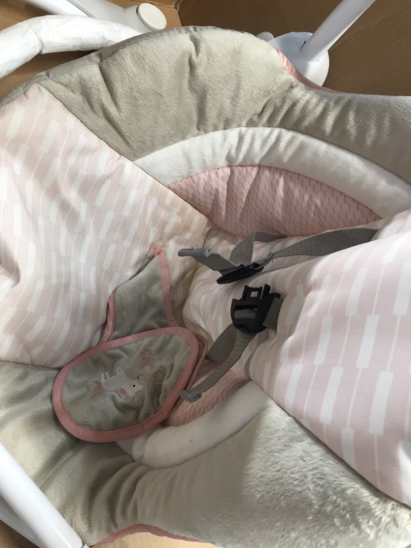 Photo 2 of Ingenuity Comfort 2 Go Compact Portable 6-Speed Baby Swing with Music, Folds for Easy Travel - Flora the Unicorn (Pink), 0-9 Months
