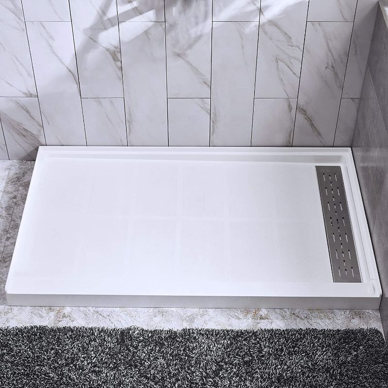 Photo 1 of **Damaged corner** WOODBRIDGE SBR6036-1000R-BN Shower Base, 60"x 36", White with Brushed Nickel Cover
