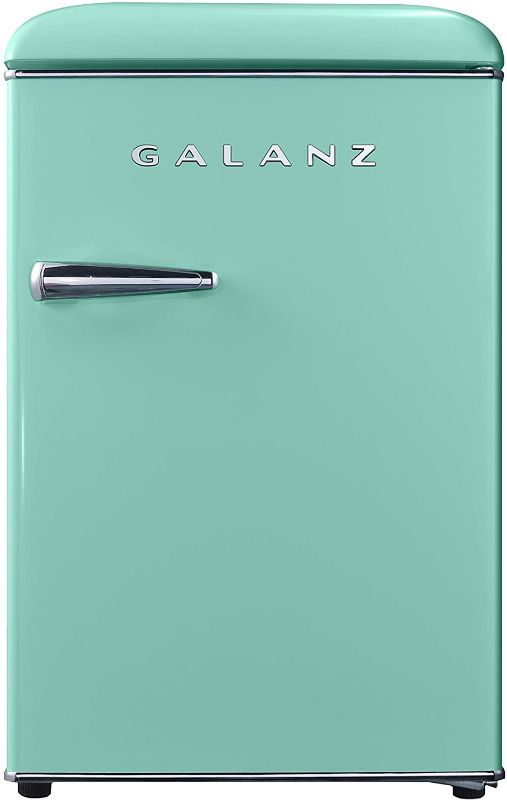 Photo 1 of (DOES NOT FUNCTION) Galanz GLR25MGNR10 Retro Compact Refrigerator, Mini Fridge with Single Doors, Adjustable Mechanical Thermostat with Chiller, Green, 2.5 Cu Ft
