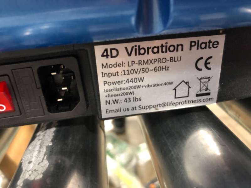 Photo 2 of INCOMPLETE LifePro Rumblex 4D Vibration Plate Exercise Machine - Triple Motor Oscillation, Linear, Pulsation + 3D/4D Vibration Platform | Whole Body Vibration Machine for Home, Weight Loss & Shaping
