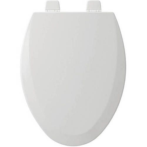 Photo 1 of **LIGHT DAMAGE* Bemis 1500TTT000 Elongated Enameled Wood Toilet Seat, White
