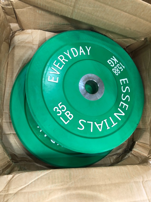 Photo 2 of **PAIR OF 2** BalanceFrom Color Coded Olympic Bumper Plate Weight Plate, 35 lbs*
