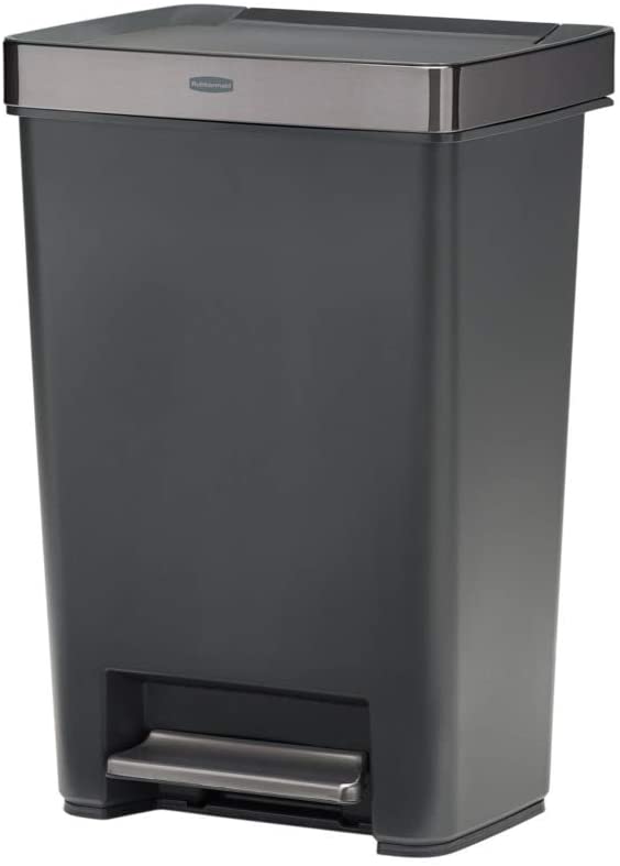 Photo 1 of **MINOR DAMAGE* Rubbermaid Premier Series III Step-On Trash Can for Home and Kitchen, with Stainless Steel Rim, 13 Gallon, Charcoal
