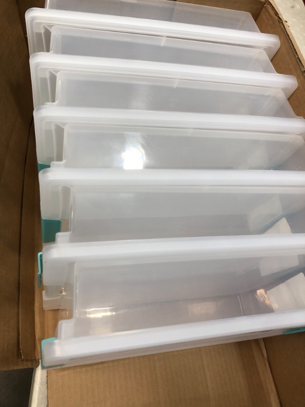 Photo 2 of **MINOR DAMAGE** Sterilite 19638606 Large Clip Box, Clear with Blue Aquarium Latches, 6-Pack
