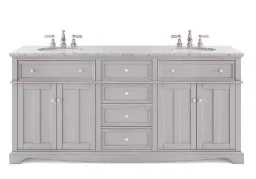 Photo 1 of (faucets are not included)
Home Decorators Collection Fremont 72 in. W Grey Double Bath Vanity with Grey Granite Vanity Top and Undermount Sinks