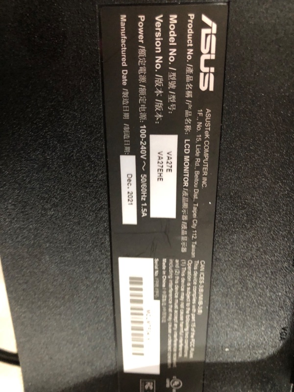 Photo 1 of ASUS VA27EHE 27” Eye Care Monitor Full HD (1920 x 1080) IPS 75Hz Adaptive-Sync HDMI D-Sub Frameless