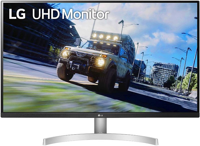 Photo 1 of LG 32UN500-W Monitor 32" UHD (3840 x 2160) Display, AMD FreeSync, DCI-P3 90% Color Gamut, HDR10, Built-in Speakers, 3-Side Virtually Borderless Design - Silver/White