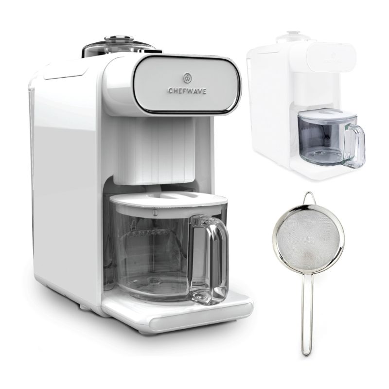 Photo 1 of ChefWave Milkmade Non-Dairy Milk Maker with Extra Glass Pitcher and Strainer in White