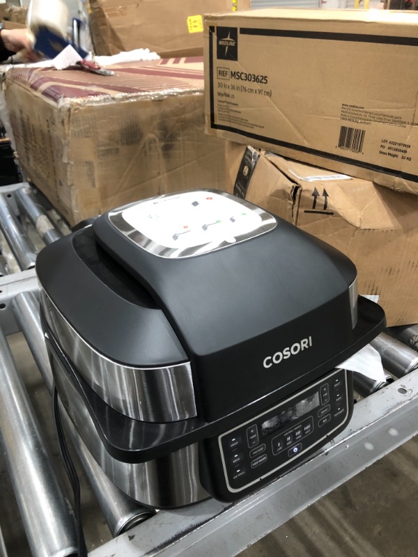 Photo 4 of  COSORI Indoor Grill & Smart XL Air Fryer Combo Aeroblaze, 8-in-1, 6QT, Grill, Broil, Roast, Bake, Crisp, Dehydrate, Preheat & Shake Remind & Keep Warm, Works with Alexa & Google Assistant, Black 16.2 x 13.7 x 10.4 inches

