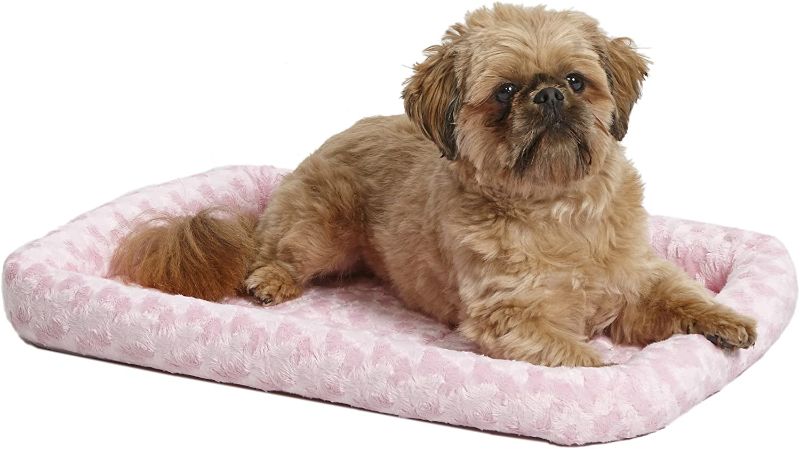 Photo 1 of 24L-Inch Pink Dog Bed or Cat Bed w/Comfortable Bolster | Ideal for Small Dog Breeds & Fits a 24-Inch Dog Crate | Easy Maintenance Machine Wash & Dry | 1-Year Warranty
