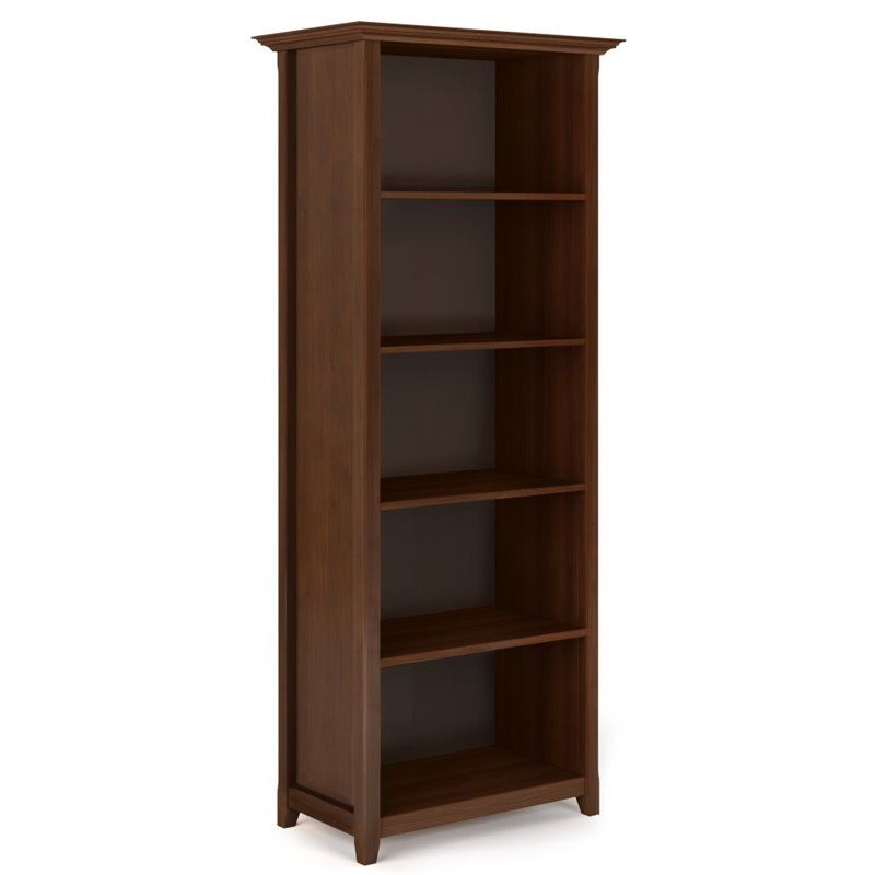 Photo 1 of Simpli Home Amherst Transitional 5-Shelf Bookcase, Brown
