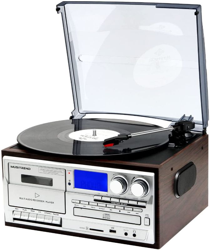 Photo 1 of PARTS ONLY, MUSITREND Record Player 9 in 1 3 Speed Bluetooth Vintage Turntable.
