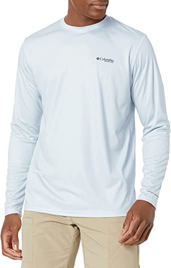 Photo 1 of Columbia Men's Terminal Tackle PFG Fish Triangle Long Sleeve, Cool Grey/Tarpon, X-Large
