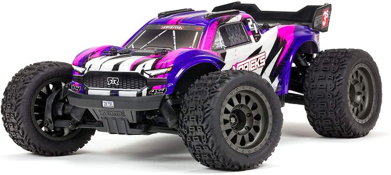 Photo 1 of MISSING BATTERY UNABLE TO TEST, ARRMA RC Truck 1/10 VORTEKS 4X4 3S BLX Stadium Truck RTR (Batteries and Charger Not Included), Purple, ARA4305V3T2
