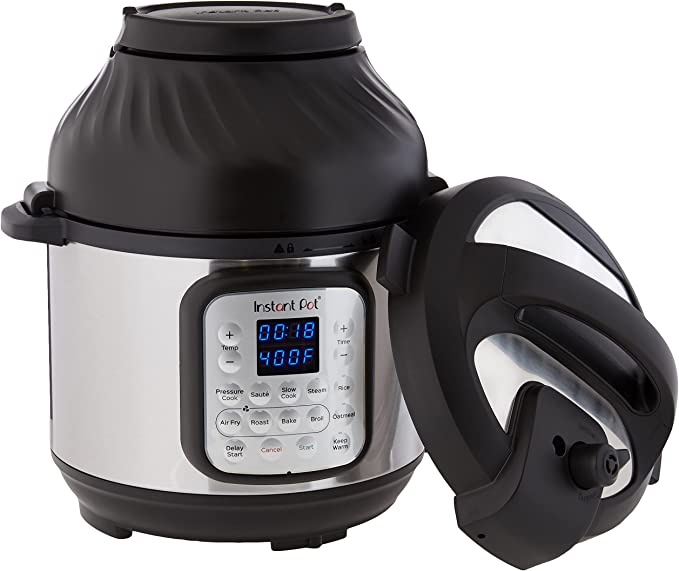 Photo 1 of Instant Pot Duo Crisp 9-in-1 Electric Pressure Cooker with Air Fryer Lid and Sealing Ring, Stainless Steel, Pressure Cook, Slow Cook, Air Fry, Roast, Steam, Sauté, Bake, Broil and Keep Warm
