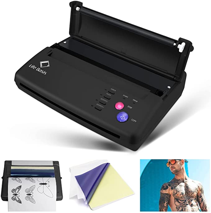 Photo 1 of Life Basis Tattoo Stencil Transfer Machine Thermal Tattoo Kit Copier Printer Thermal Printer for Temporary and Permanent Tattoos Black, Classic Version
