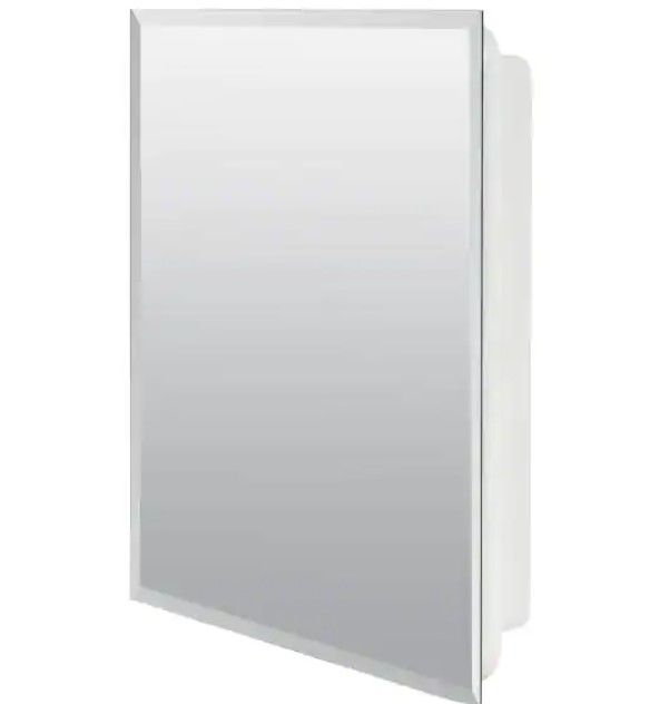 Photo 1 of 16 in. W x 20 in. H X 4 in. D Recessed or Surface Mount Frameless Beveled Bathroom Medicine Cabinet
