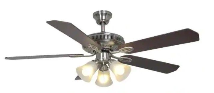 Photo 1 of Glendale 52 in. LED Indoor Brushed Nickel Ceiling Fan with Light Kit
