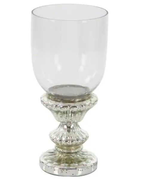 Photo 1 of Silver Glass Traditional Candle Hurricane Lamp
