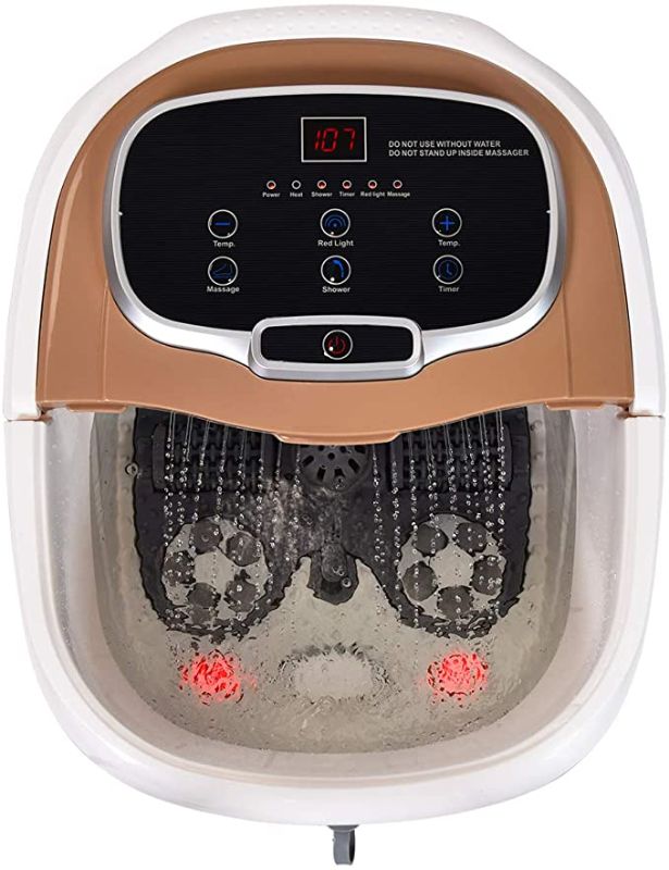 Photo 1 of Giantex Foot Spa Bath Massager 3 in 1- Heat, 6 Motorized Massage Rollers, Adjustable Water Shower, Time & Temperature Control, Multifunctional Feet Bath Tub for Tired Foot Stress Relief (Brown)
