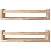 Photo 1 of BIROLA Nursery Shelves,Set of 2 Naturel Wood Floating Wall Bookshelf for Kids,Nursery Shelves for Wall,Bathroom Decor, Kitchen Spice Rack (Burlywood)
