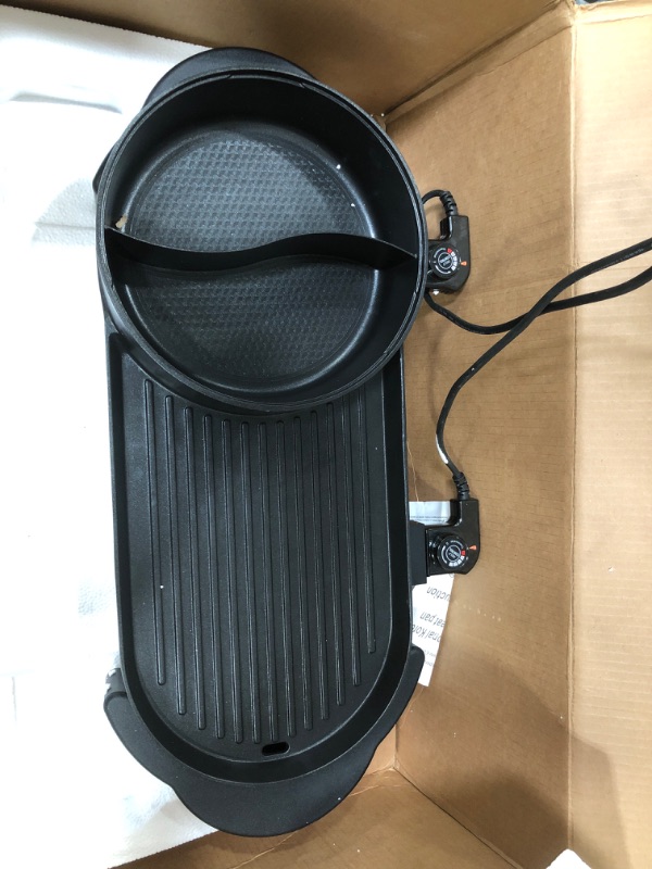 Photo 2 of **missing pot lid** Hot pot with grill, Adjustment Electric Indoor Hot Pot, 2200W korean bbq grill For 2-12 People
