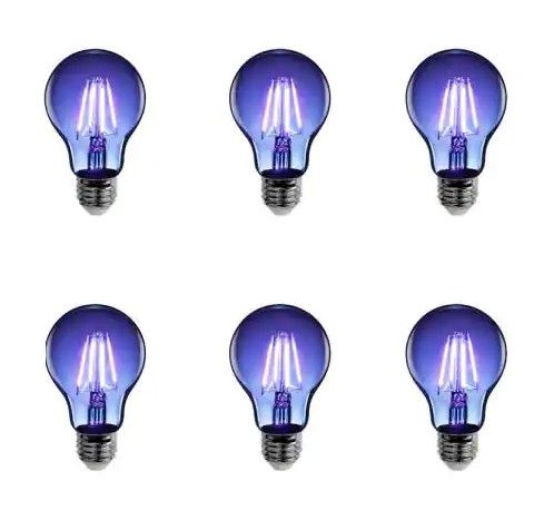 Photo 1 of Feit Electric
25-Watt Equivalent A19 Medium E26 Base Dimmable Filament Blue Colored LED Clear Glass Light Bulb (6-Pack)