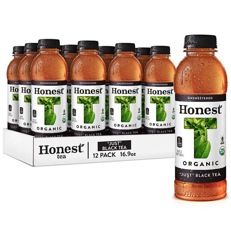 Photo 1 of **BEST IF USED BY 8/21-NOUN REFUNDABLE**Honest Tea, Tea Just Black Unsweetened Organic, 16 Fl Oz, 12 Pack
