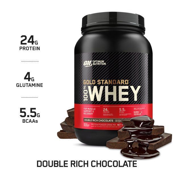 Photo 1 of **BEST IF USED BY 10/23- NOUN REFUNDAABLE**Optimum Nutrition Gold Standard 100% Whey Protein Powder, Double Rich Chocolate, 24g Protein, 2 Lb
