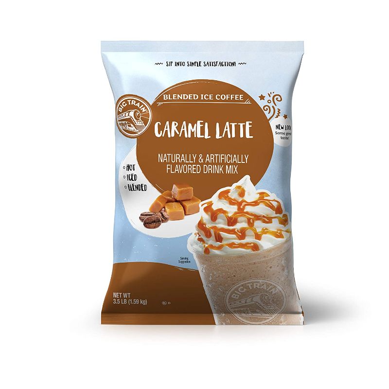 Photo 1 of **BEST IF USED BY8/23-NOUN REFUNDABLE**Big Train Blended Ice Coffee Caramel Latte 3.5 Lb (1 Count), Powdered Instant Coffee Drink Mix, Serve Hot or Cold, Makes Blended Frappe Drinks
