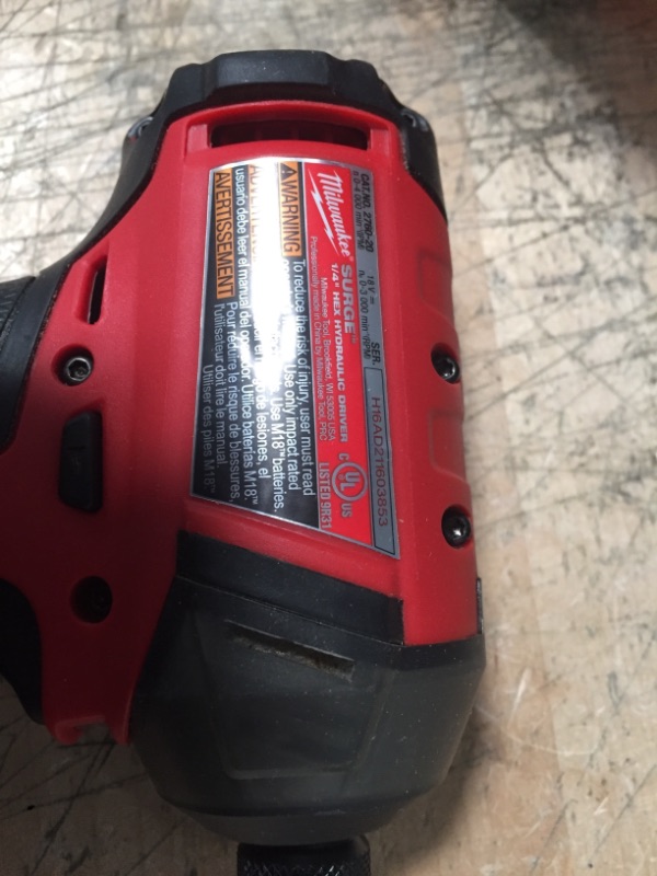 Photo 3 of Milwaukee
M18 FUEL SURGE 18-Volt Lithium-Ion Brushless Cordless 1/4 in. Hex Impact Driver (Tool-Only)