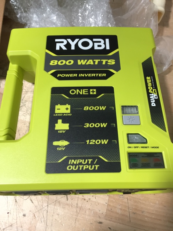 Photo 3 of RYOBI
ONE+ 18V 800-Watt Max 12V Automotive Power Inverter with Dual USB Ports