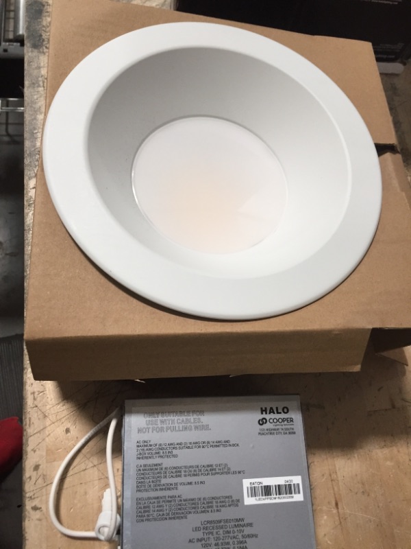 Photo 2 of Halo
LCR8 8 in. Soft White Selectable CCT Integrated LED Recessed Light with Round Surface Mount White Trim Retrofit Module