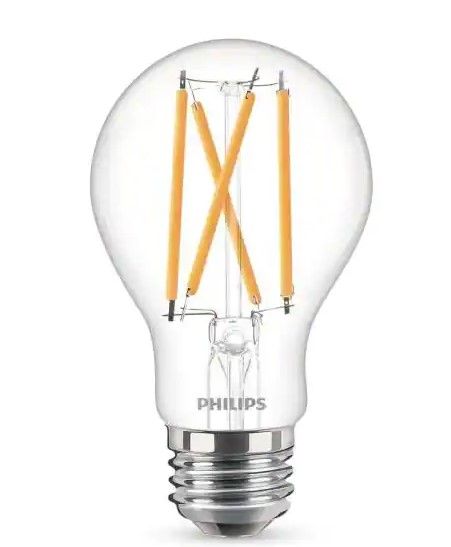 Photo 1 of Philips
60-Watt Equivalent A19 Dimmable Energy Saving Clear Glass Indoor/Outdoor LED Light Bulb Daylight (5000K) (2-Pack) 2 sets 