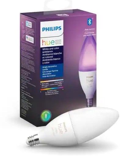 Photo 1 of Philips Hue
White and Color Ambiance E12 LED 40W Equivalent Dimmable Decorative Candle Smart Wireless Light Bulb