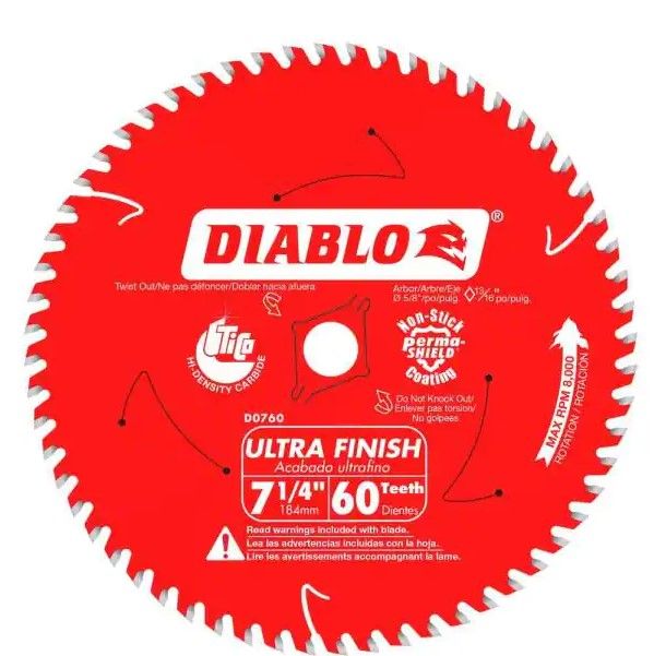 Photo 1 of 
DIABLO
7-1/4 in. x 60-Tooth Fine Finish Circular Saw Blade