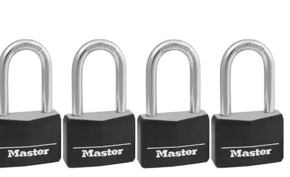 Photo 1 of 
Master Lock
Lock with Key, 1-9/16 in. Wide, 1-1/2 in. Shackle, 4 Pack