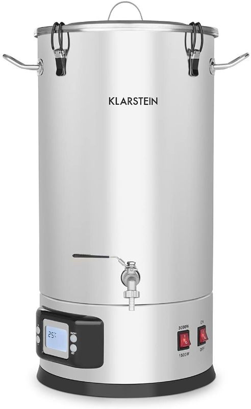 Photo 1 of **parts only** KLARSTEIN Maischfest Beer Brewing Kettle - Mash Tun, 5-Piece Brewing Equipment Set, 1000W & 1600W Power, LCD Display, Touch Control Panel, Temperature, 6.6 Gallon (25 Litre), Stainless Steel
