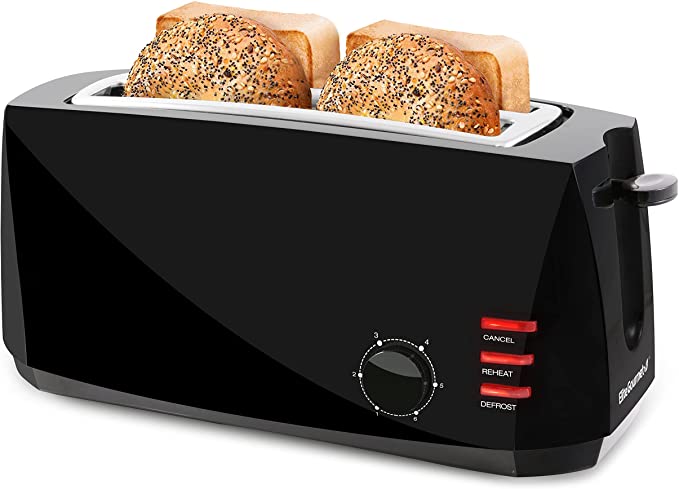 Photo 1 of Elite Gourmet ECT4829B# Long Slot Toaster, Reheat, 6 Toast Settings, Defrost, Cancel Functions, Slide Out Crumb Tray, Extra Wide Slots for Bagels Waffles, 4-Slice, Black
