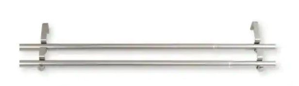 Photo 1 of 48 in. - 84 in., 13/16 in. Dia Double Curtain Rod in Satin Nickel
