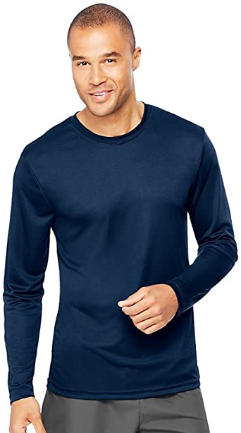 Photo 1 of Hanes Mens Cool DRI Performance Long-Sleeve T-Shirt // navy blue// 2XL 
